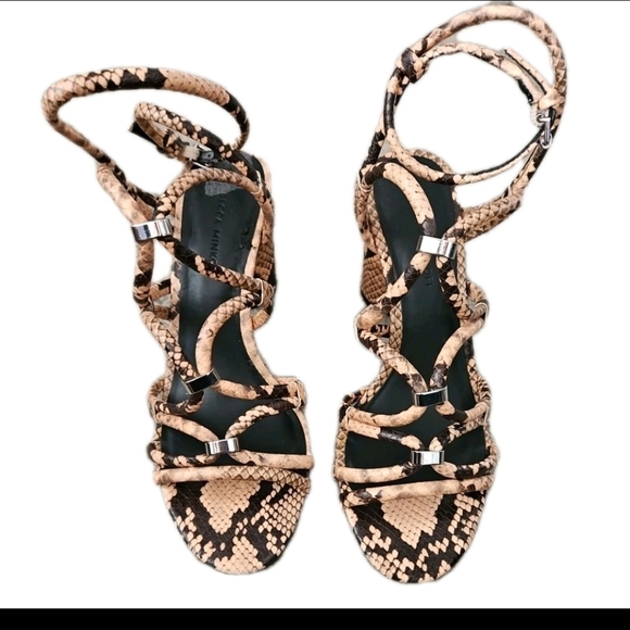 Rebecca Minkoff Womens Apolline Tan Snakeskin Leather Strappy Sandals 9 - Picture 3 of 10
